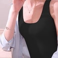 thumbnail image 4 of Women'S Sleeveless Square Neck Tank Top Double Layer Basic Crop Tops Summer Fitness Workout Casual Tops Black L, 4 of 9