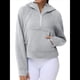thumbnail image 1 of Sudadera con Capucha para Mujer, de Larga, Corta, con Media Cremallera y Bolsillos con Orificio para el Pulgar. Gris M, 1 of 6