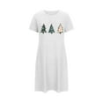 thumbnail image 2 of Sakmal Chemise de Nuit Douce Moomoo pour Femmes Blanche Grande Taille Confortable Robe de Nuit de Noël Imprimé Arbres de Noël Manches Courtes Col Rond P-2TG, 2 of 5