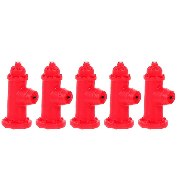 Supvox 5Pcs Red Fire Hydrant Statue Models for Sand Table and Landscape Decor