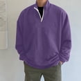 thumbnail image 2 of Uooqdmx Sweatshirts for Men Quarter Zip Pullover Men Casual Loose Hoodless Oversize Zipper Solid Stand Collar Pullover Sweater Top Men's Fashion Hoodies & Sweatshirts Purple 2xl, 2 of 6