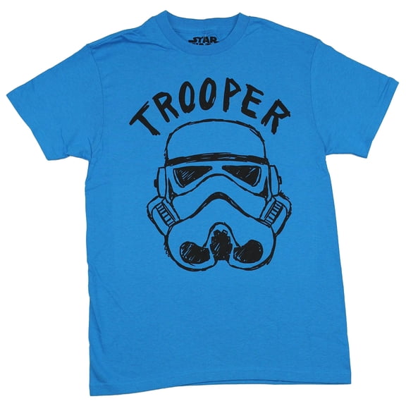 Star Wars Mens T-Shirt - Trooper Face Simple Drawing (Small, Blue)