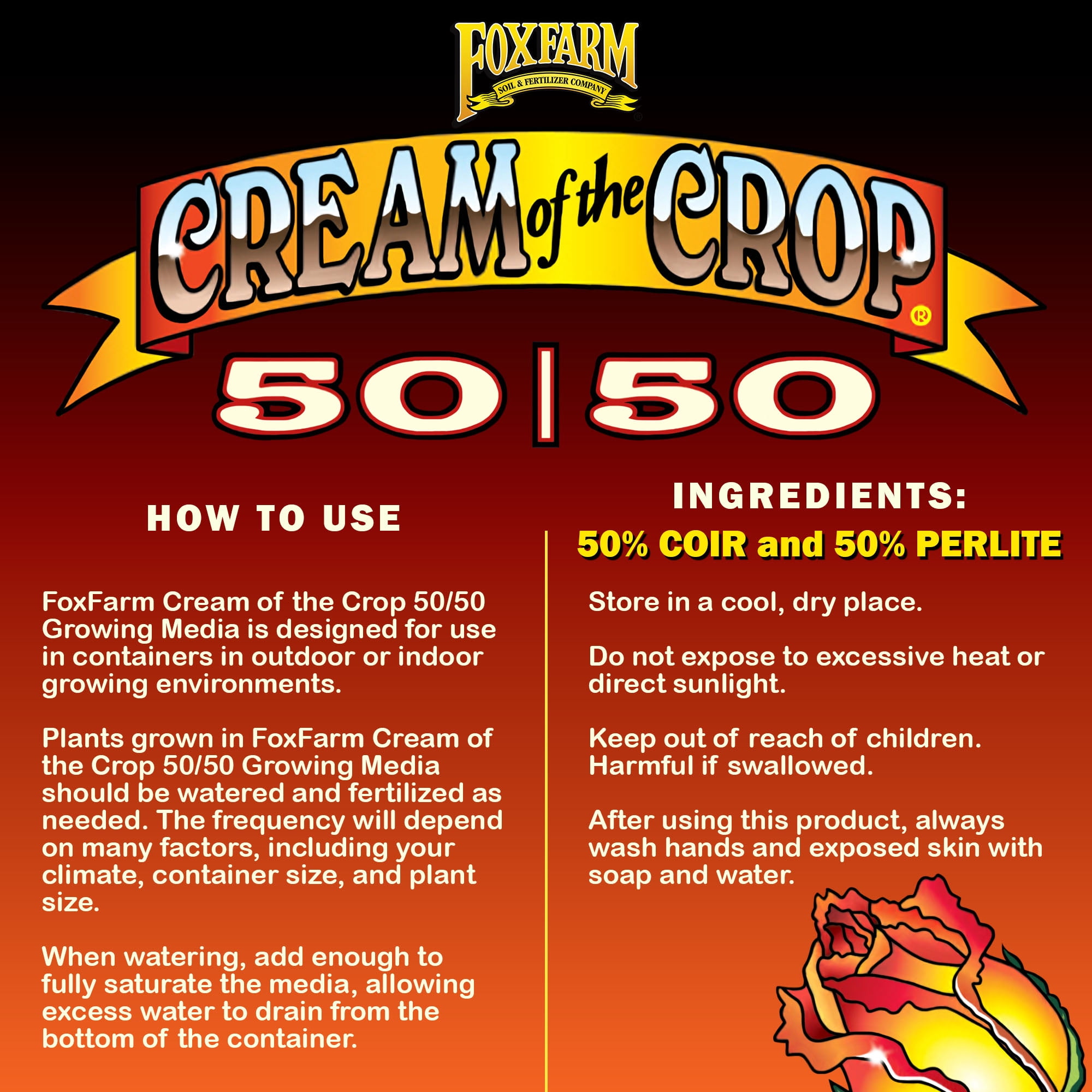 FoxFarm Cream of the Crop 50/50 Growing Media, 2cu ft - Facilitating Aeration and Drainage, for Indoor/Outdoor Container Gardens - Ideal for Use with Customized Feeding Schedules