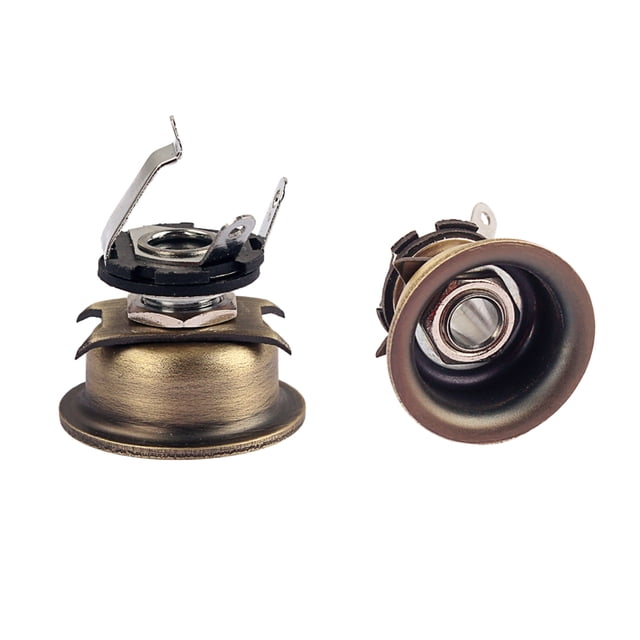 unbranded 1Ud Jack Socket Para Guitarra En Acabado Café Con Tuerca Cromada Y Tornillo Ajustable