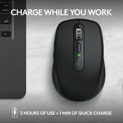 Logitech MX Anywhere 3S Compact Wireless Mouse, Fast Scrolling, 8K DPI Any-Surface Tracking, Quiet Clicks, Programmable Buttons, USB C, Bluetooth, Windows PC, Linux, Chrome, Mac, Black