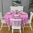 thumbnail image 2 of Pink Halloween Pattern Round Tablecloth 60"x60",Wrinkle Wipeable Table Cloth for Kitchen Dining Room Picnic Patio Party, 2 of 6