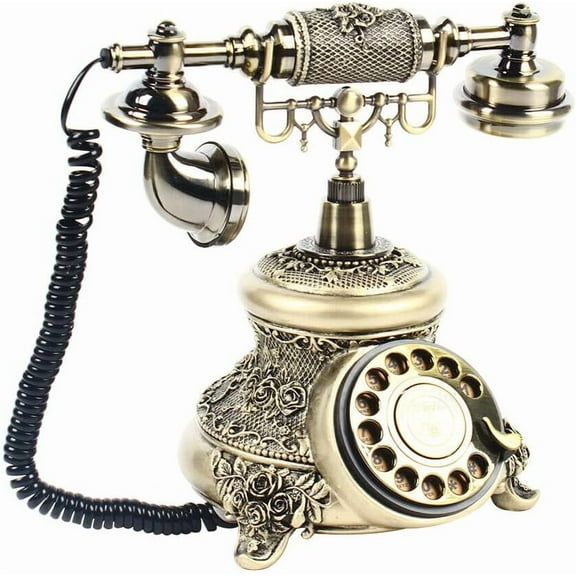 Vintage Phone Retro Antique Telephone Rotary Dial Telephone Old Fashioned Landline Phones Corded Retro Phone Bell Phone for Home Hotel Office Decoration Gift Metal   Resin (Bronze)
