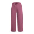 thumbnail image 4 of BVOFAR Cotton Linen Pants for Women 2025 Summer Elastic Waisted Palazzo Pants Drawstring Lightweight Solid Color Trousers with Pockets 2025, 4 of 9