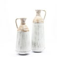 thumbnail image 7 of LuxenHome Set of 2 Distressed Off White and Rustic Brown Metal Pitcher Vase, 7 of 7
