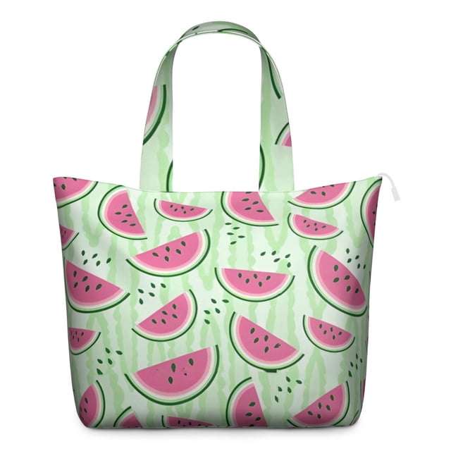 Weekender Bag with Tropical Watermelon Cute Summer Prints Large Capacity Travel Tote Bag Lightweight with Fresh Fruit Patterns Geometric Design