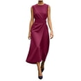 thumbnail image 2 of Chiccall Womens Crew Neck Sleeveless Midi Dresses Cocktail Formal Wedding Guest Party Dress Wine S, 2 of 6