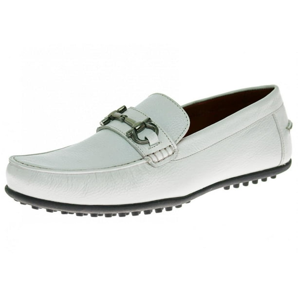 Natazzi Mens Leather Shoe Kenzo Slip-On Driving Moccasin Loafer White ...