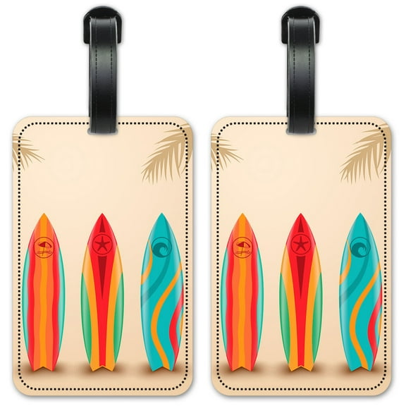 Three Surfboards - Luggage ID Tags / Suitcase Identification Cards - Set of 2