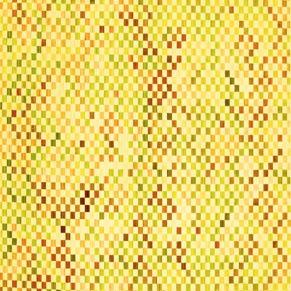 Ahgly Company Machine Washable Indoor Square Abstract Yellow Contemporary Area Rugs, 3' Square