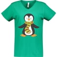 thumbnail image 3 of Inktastic Cute Penguin, Penguin With Striped Scarf Women's V-Neck T-Shirt, 3 of 5