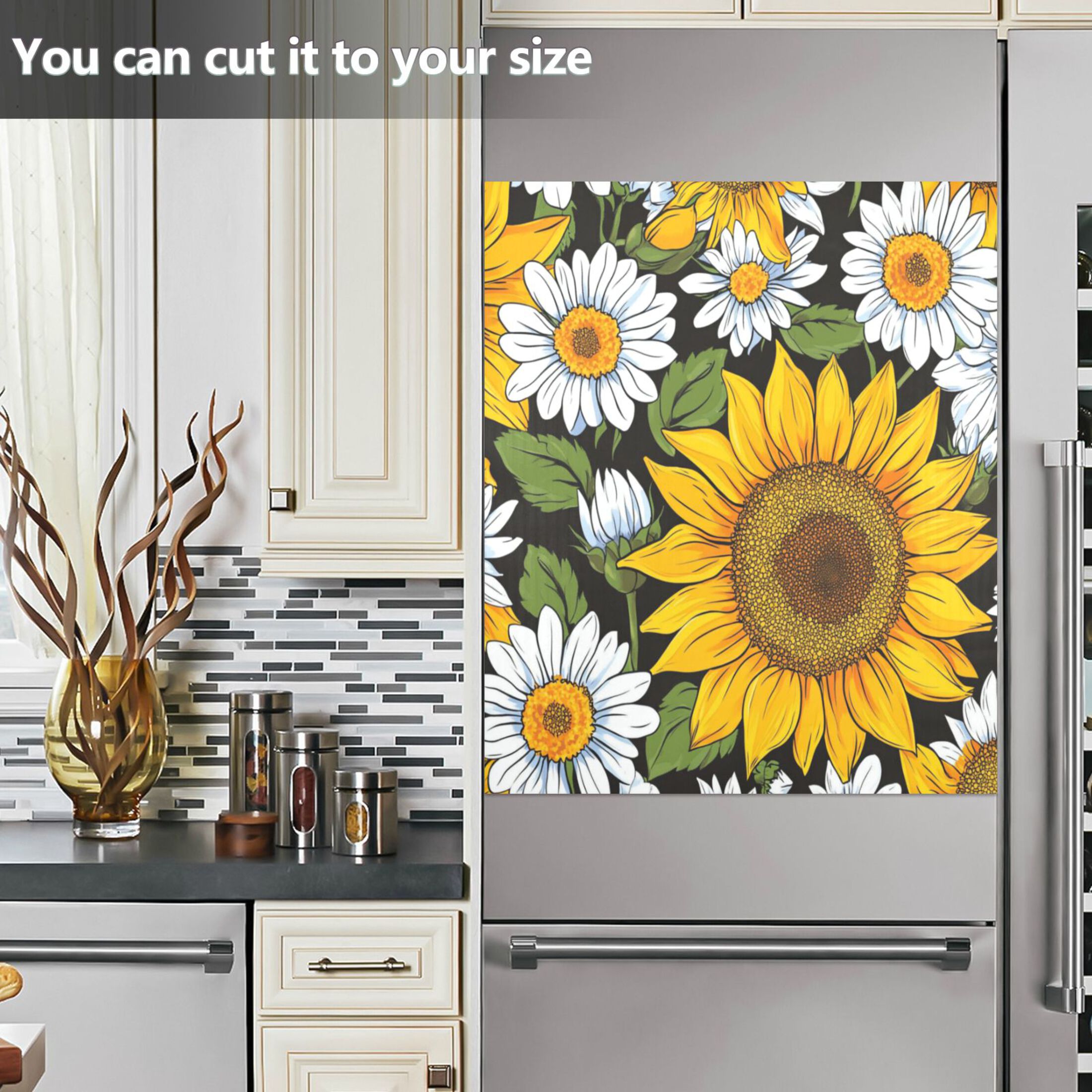 Dishwasher Magnetic Refrigerator Magnet Cover Sticker Home Decorative 23"x26" Painting Daisy Sunflowers