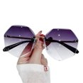 thumbnail image 1 of Women's Oversized Rimless Sunglasses Cutting Lens UV Protection Sun Glasses, 1 of 2