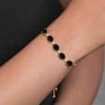 thumbnail image 5 of Gem Stone King 18K Yellow Gold Plated Silver Black Onyx and White Created Sapphire Tennis Bracelet for Women (8.20 Cttw, Gemstone Birthstone, Fully Adjustable up to 9 inch), 5 of 5