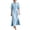 Light Blue #8, variant on Wedding Guest Dresses V Neck Stand Collar Solid Y2k Dresses 3/4 Sleeve Side Slits Elegant Work Lightweight Trendy Maxi Dresses Navy XL