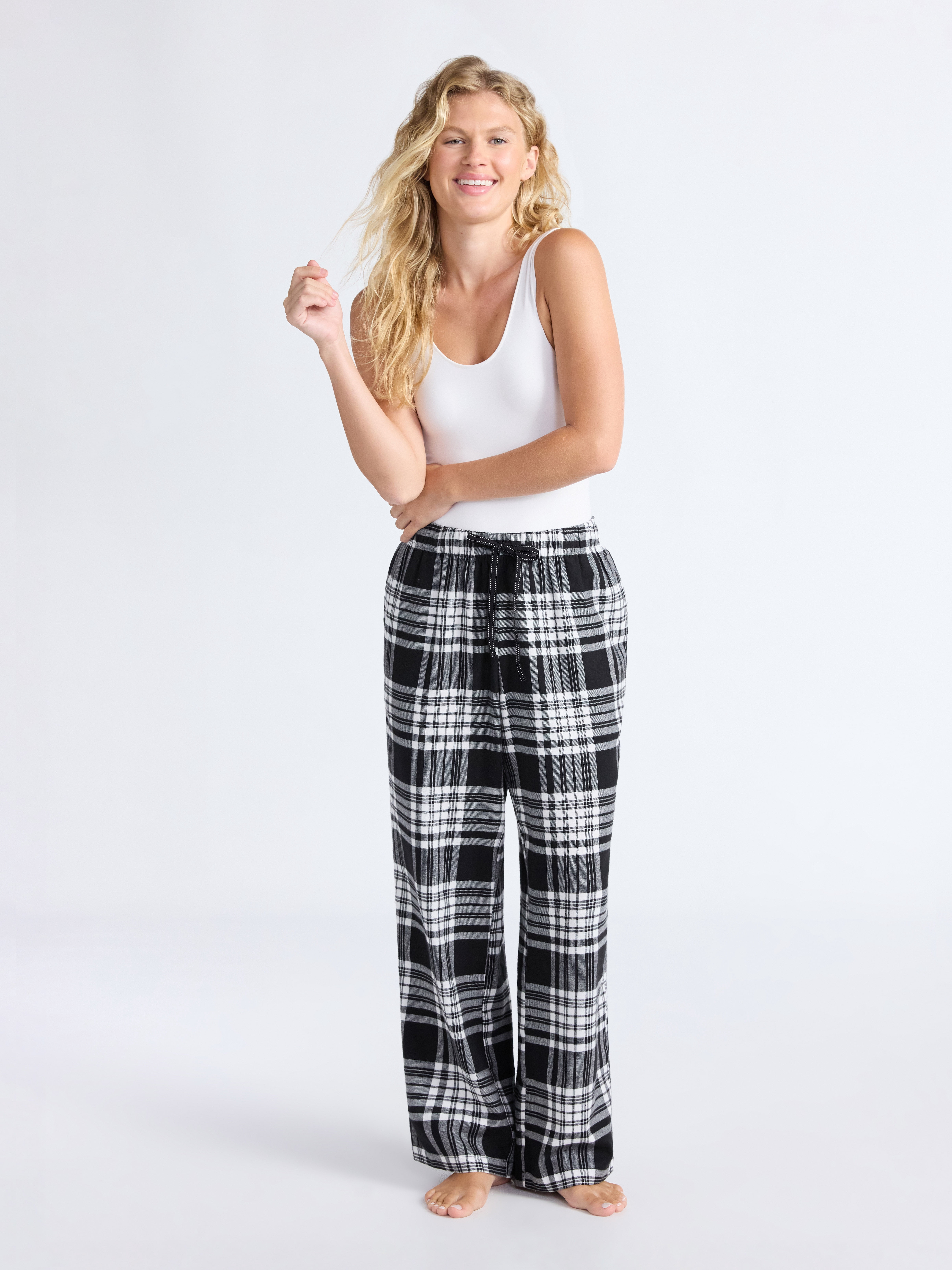 Joyspun Women's Flannel Sleep Pants, 30'' Inseam, Sizes XS-3X