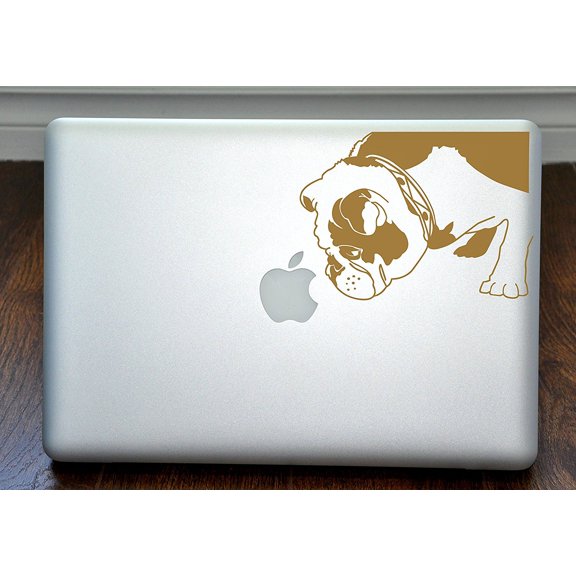 Brit the English Bulldog Gold Decal for 13" Macbook