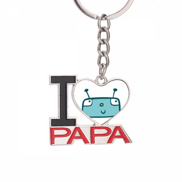 Universe And Alien Blue Robot Keychain Metal Keyring Holder Love PAPA Father