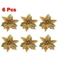 thumbnail image 1 of 6Pcs Christmas Glitter Artificial Poinsettia Flowers Xmas Poinsettia Artificial Wedding Flowers Decorations Xmas Tree Ornaments for Party Favors, 10inch, 1 of 4