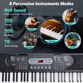 thumbnail image 4 of Electric Piano Upgraded Kids 61 Key Keyboard Piano with 200 Voices, Halloween Gifts，200 Rhythms, Beginner Piano Keyboard Kit, with H-Stand, Stool, Microphone, 4 of 9