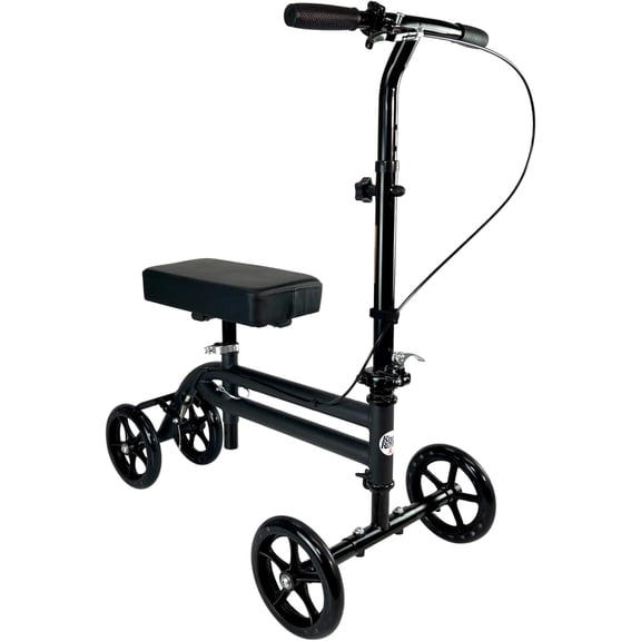 Economy Steerable  Scooter - Foldable Mobility Aid &  Walker with Adjustable Handlebar and Comfortable  Pad for Adults (Black)