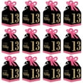 thumbnail image 5 of Big Dot of Happiness Chic 13th Birthday - Pink, Black and Gold - Square Favor Gift Boxes - Birthday Party Bow Boxes - Set of 12, 5 of 8