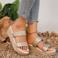 thumbnail image 2 of Dakaela Wedge Sandals for Women 2026 Two Band Braided Strappy Platform Espadrille Open Toe Slip on Summer Casual Slides Shoes Size 7.5, 2 of 8