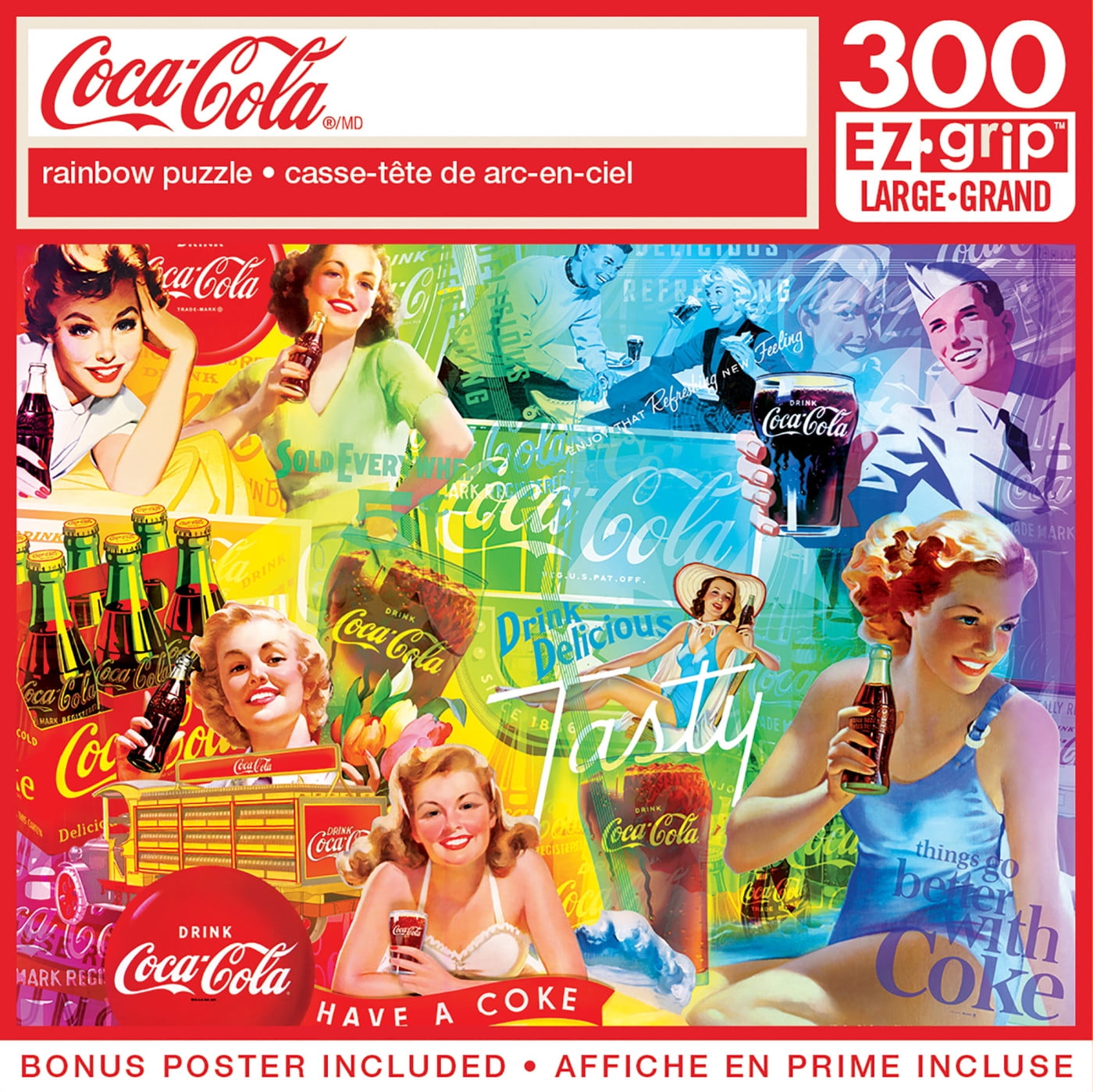 MasterPieces 300 Piece EZ Grip Jigsaw Puzzle - Rainbow Coca-Cola - 18 ...