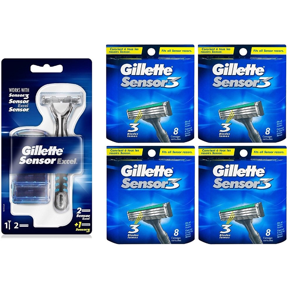 Gillette Sensor Excel Razor w/ 3 Cartridges + Gillette Sensor3 8 Ct