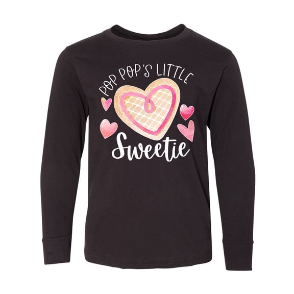Inktastic Pop Pop's Little Sweetie with Pink Heart Cookie Long Sleeve Youth T-Shirt