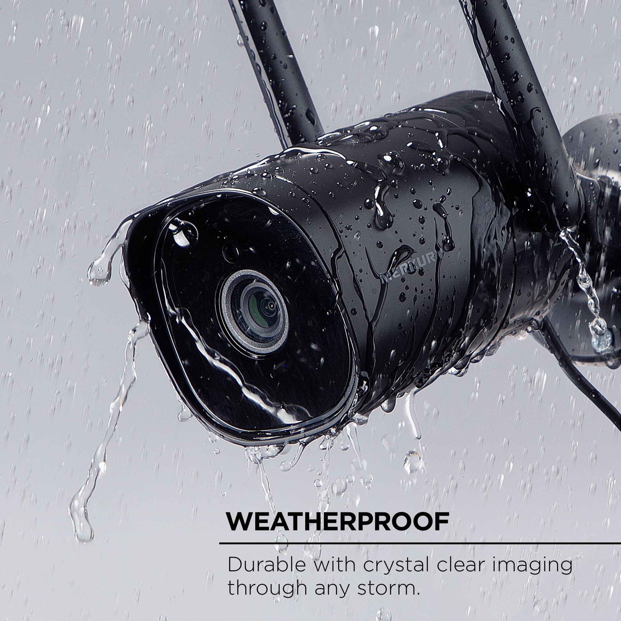 Merkury Smart Outdoor Camera 1080p - Wired Surveillance System, Black (3-Pack)