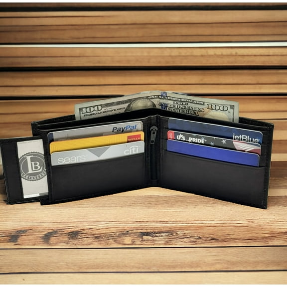 Genuine Leather Minimalist Bifold Wallets For Men RFID Blocking Slim Mens Wallet