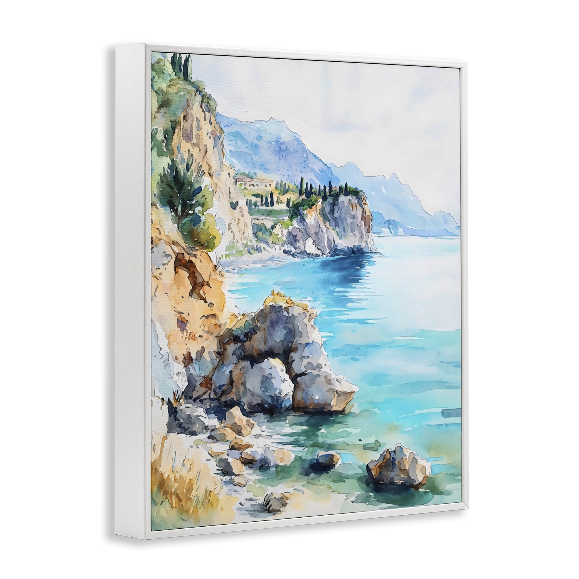 Stupell Industries Azure Italian Coastline White Framed Giclee Art, design by LSR Design Studio