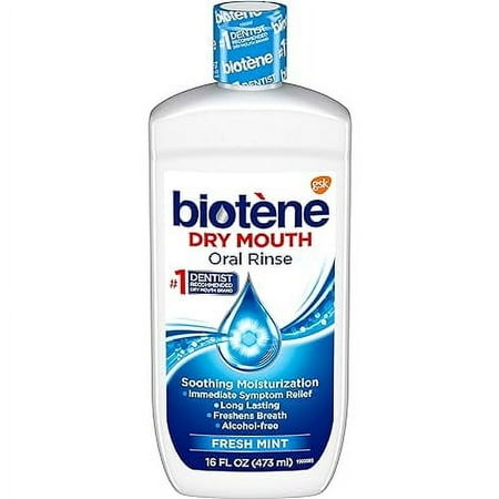 biotène Oral Rinse Mouthwash for Dry Mouth, Breath Freshener and Dry Mouth Treatment, Fresh Mint - 16 fl oz