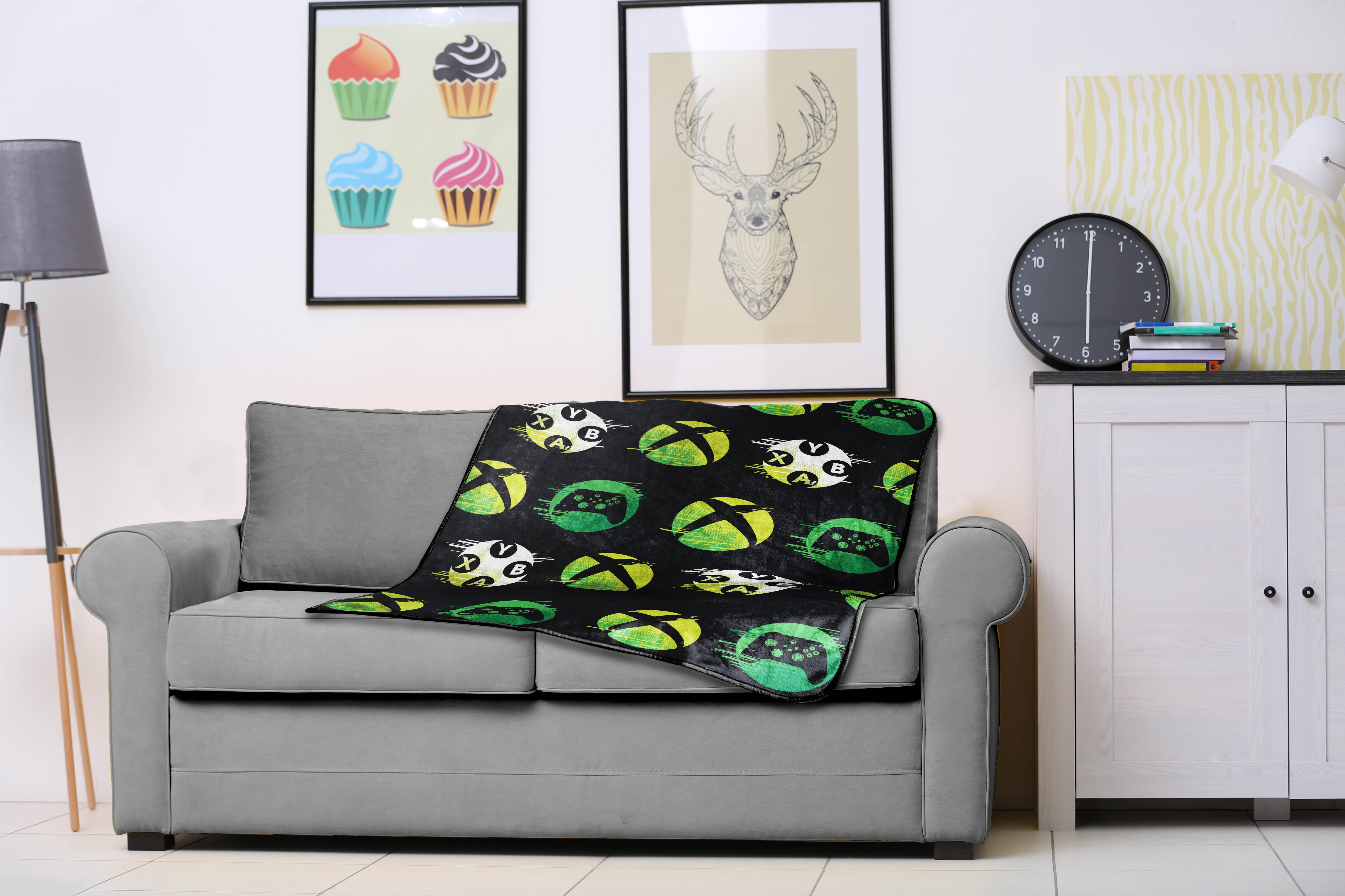 Xbox Head Glow In The Dark Kids Throw Blanket, 46 x 60, Microfiber, Black, Microsoft