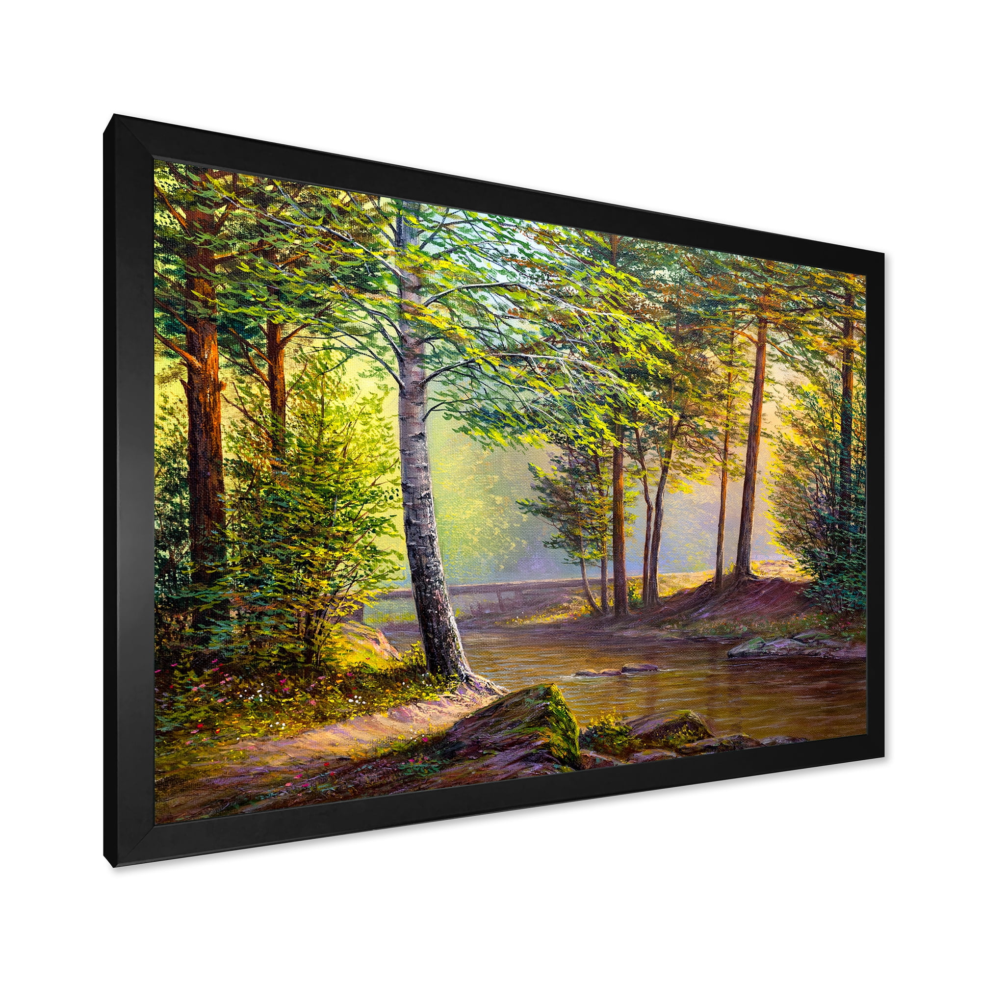 Designart 'Sunrise Glow Through The Awakening Fir Forest' Traditional Framed Art Print