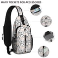 thumbnail image 2 of Sling Backpack,White Halloween Skull Pumpkin Pattern Crossbody Bag with Water Bottle Holder,Waterproof Sling Bag for Men/Women with Chest Phone Holder for Hiking,Travel, 2 of 6