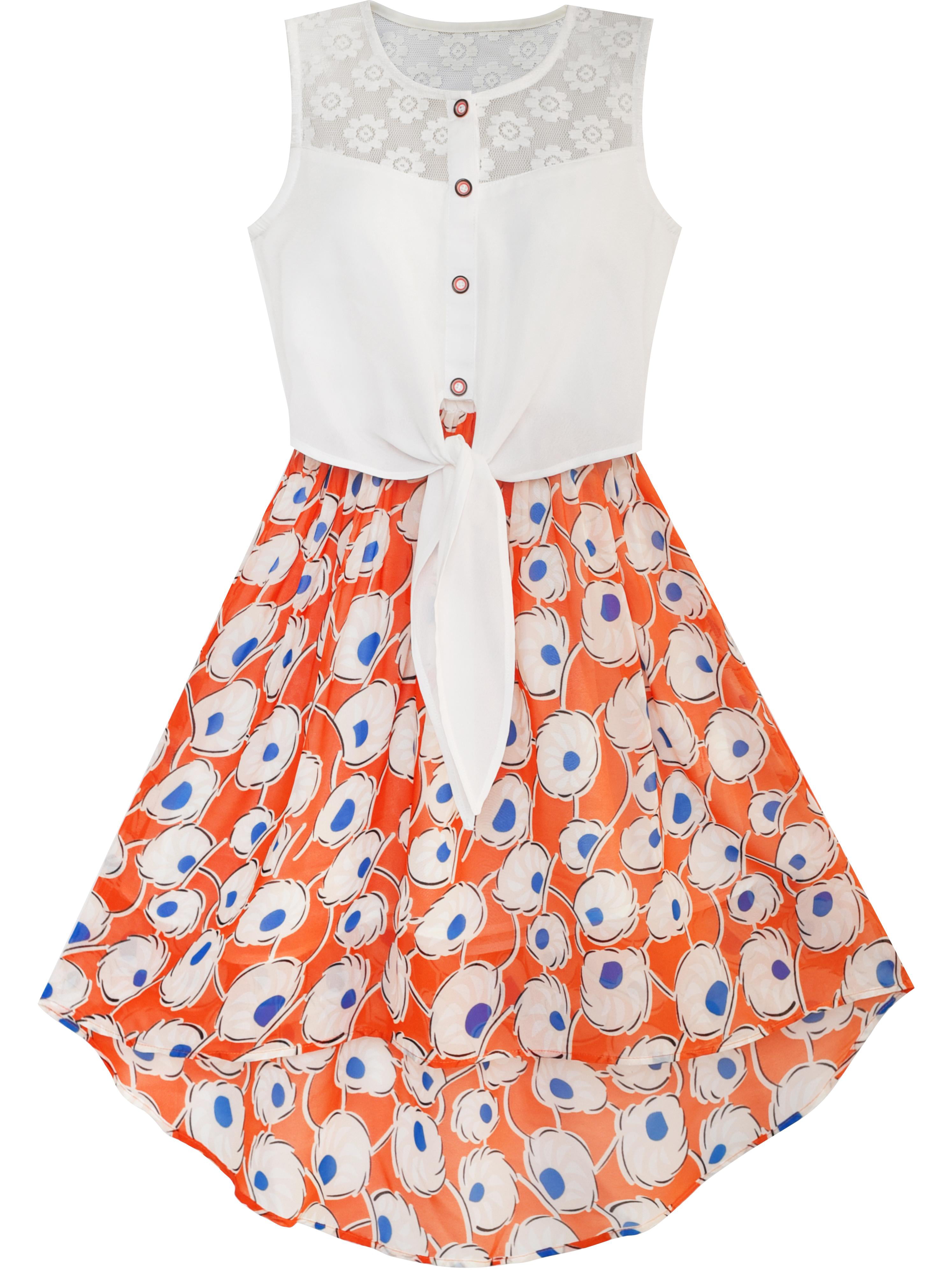 Details about   Summer Toddler Baby Flower Girl Orange Lace Dress with Colorful Polka Dots 