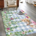 thumbnail image 3 of Easter Rabbits Area Rugs Collection 2.7'x5', Spring Cute Bunny Eggs Flowers Leaf Blue Plaid Non Slip Indoor Rectangle Throw Runner Rug Floor Mat Carpet for Living Room Dining Table Bedroom Nursery, 3 of 9