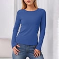 thumbnail image 2 of vigerkar Women Crewneck Loose Fit Shirt Long Sleeve Casual T Shirts Basic Top Tees (Blue, L), 2 of 6
