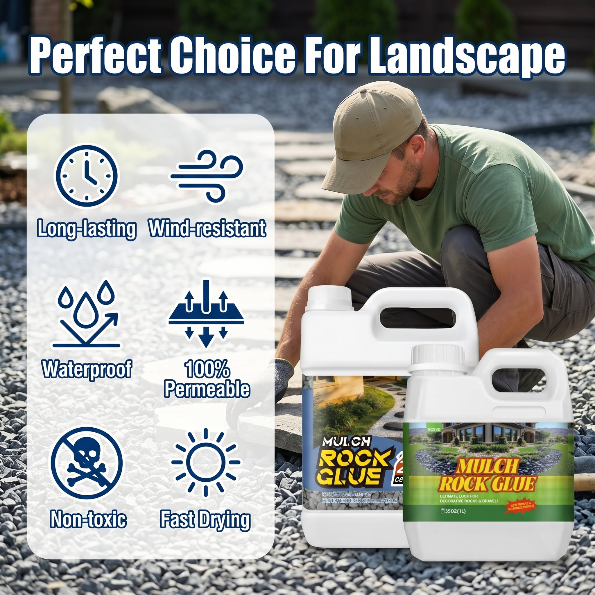 103oz Heavy-Duty Non-Toxic Landscape Glue Suitable For Landscaping - Professional Grade Binder For Pea Gravel, Wood Chips, Stones & Bark | Suitable For Garden Paths, Patios, Borders, Driveways | Stab