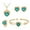 Green, variant on Pgeraug gifts for women Four-piece Alloy Love Gemstone Diamond Earring Necklace Bracelet Ring Set The Jewelry Green