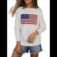 thumbnail image 2 of Suéter Informal Holgado de Larga con Cuello Redondo y Estampado de Bandera para Mujer. XXL, 2 of 8