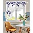 thumbnail image 3 of Waterfall Valances for Windows, Navy Blue Striped Kitchen Sheer Valance Curtains, Modern White Striped Abstract Art Aesthetics Rod Pocket Swag Valances for Living Room Bedroom, 47.2"x38.5", 2 Panel, 3 of 8