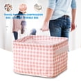thumbnail image 4 of BESEW7 Household Storage Baskets Collapsible, Laundry Basket for Shelves, Cotton Linen Bathroom Organizers and Storage Pantry Closet Toy Storage Pink Plaid, 4 of 7
