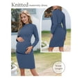 thumbnail image 2 of Long Sleeve Knit Maternity Dress Clothes for Women Ruched Bodycon Dress Pregnancy Clothes, 2 of 6